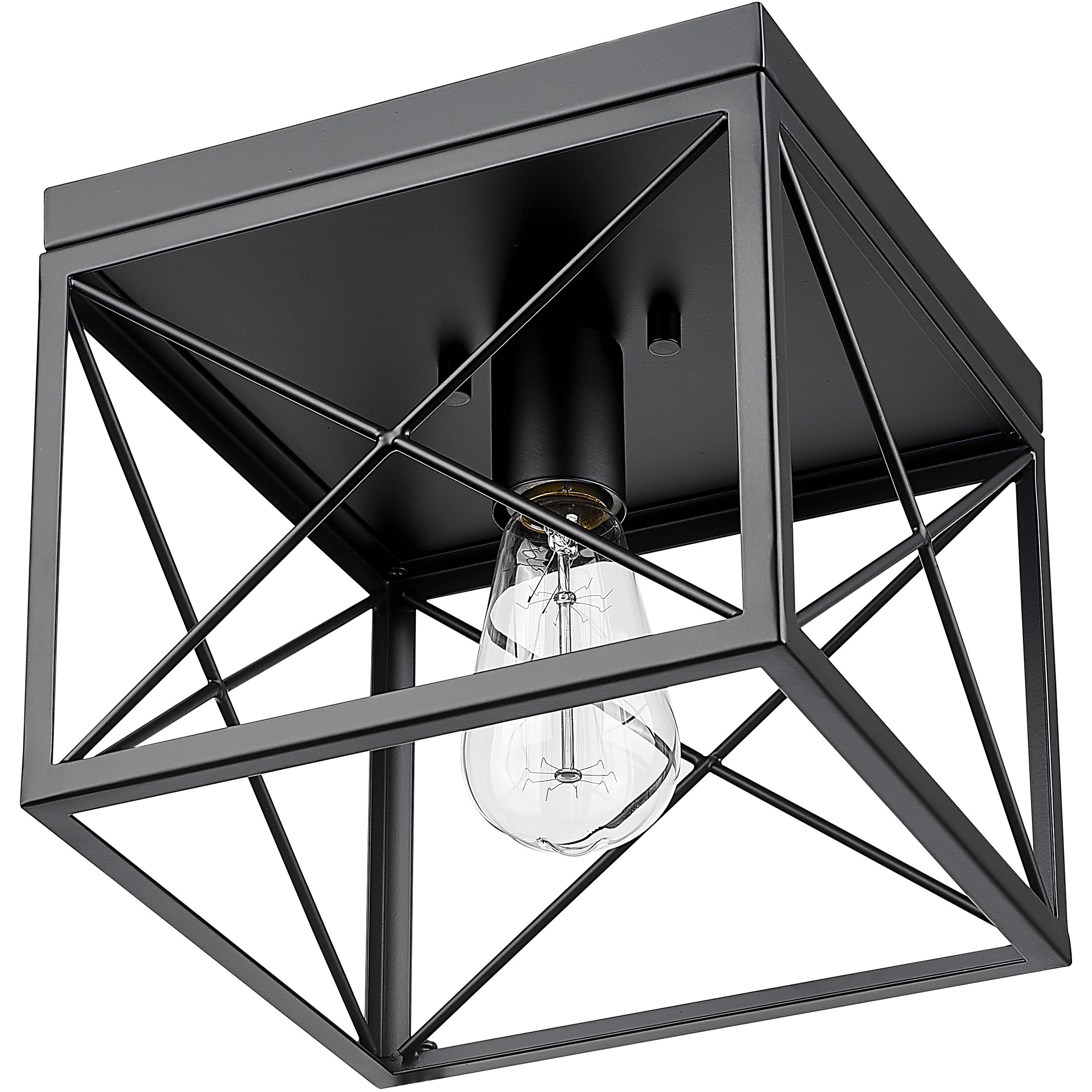 None 1 Light 9 inch Matte Black Flush Mount Ceiling Light